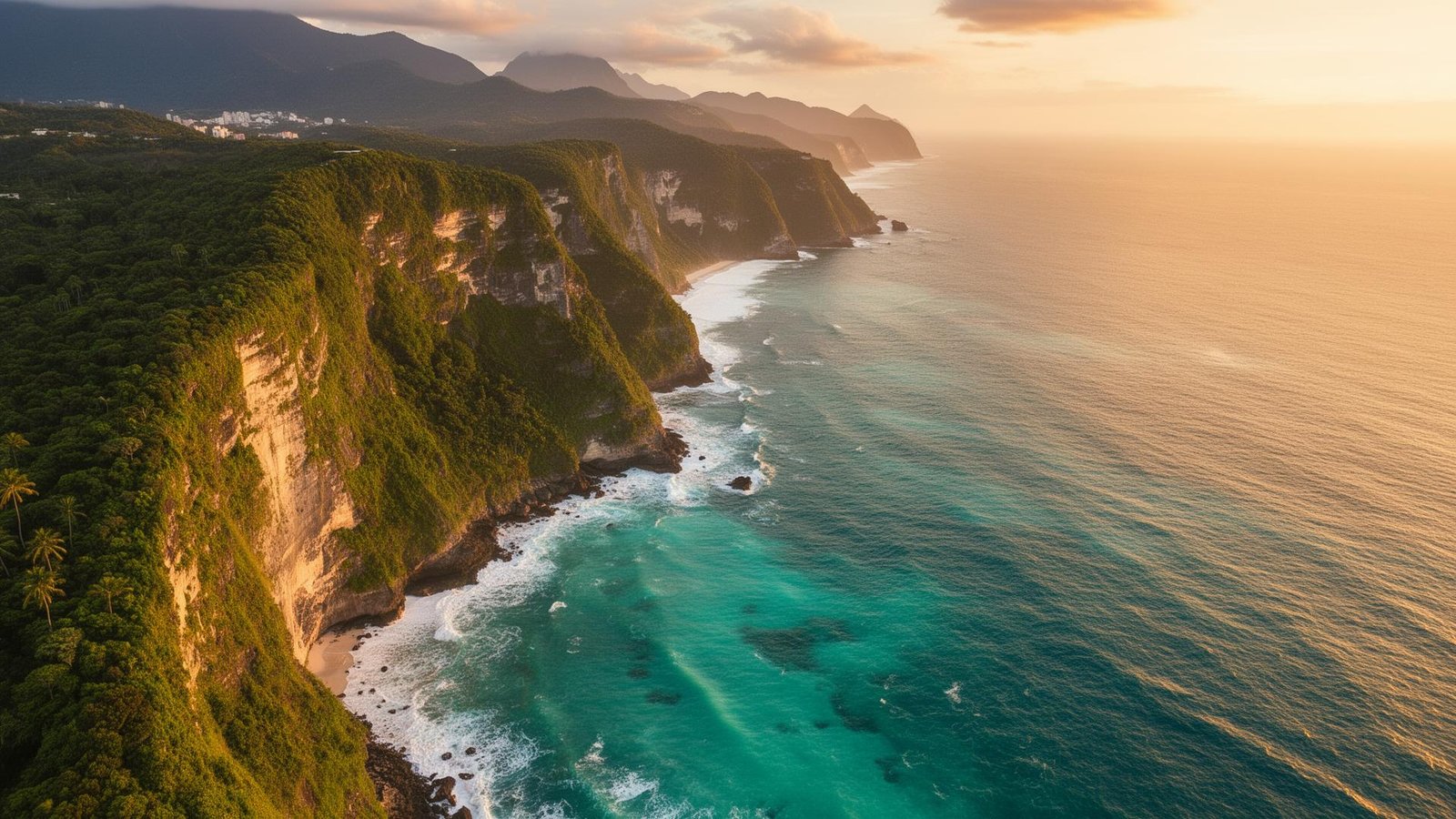 Litoral tropical brasileiro ao pôr do sol